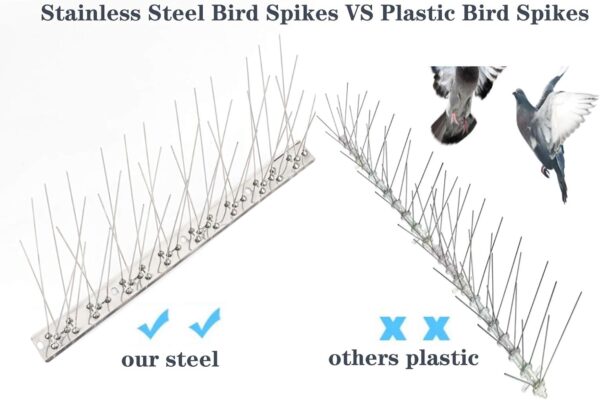 304 Stainless Steel Bird Spikes, 11 ft Pigeon & Small Bird Deterrent, 10 Pack - Image 4