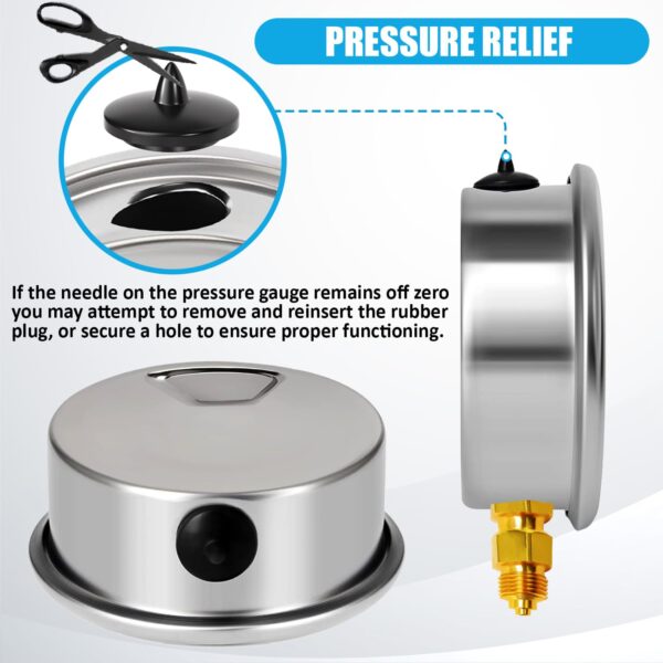 0 to 100 psi Liquid Filled Pressure Gauge, 2.5 in Dial, 1/4 in NPT Lower Mount - Image 6