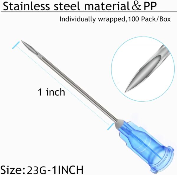 100‑Pack Disposable 3 mL/cc Lab Syringes with 23 Ga 1″ Needle Luer Lock - Image 3