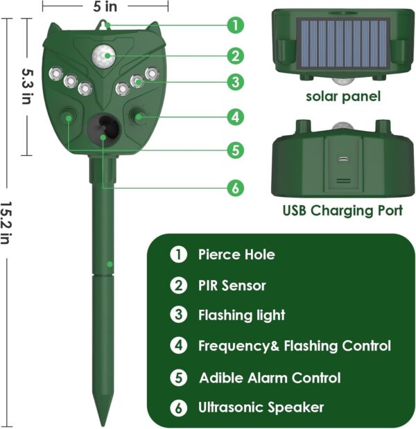 Solar Animal Repellent With Motion Sensor and Flashing Light - Image 8