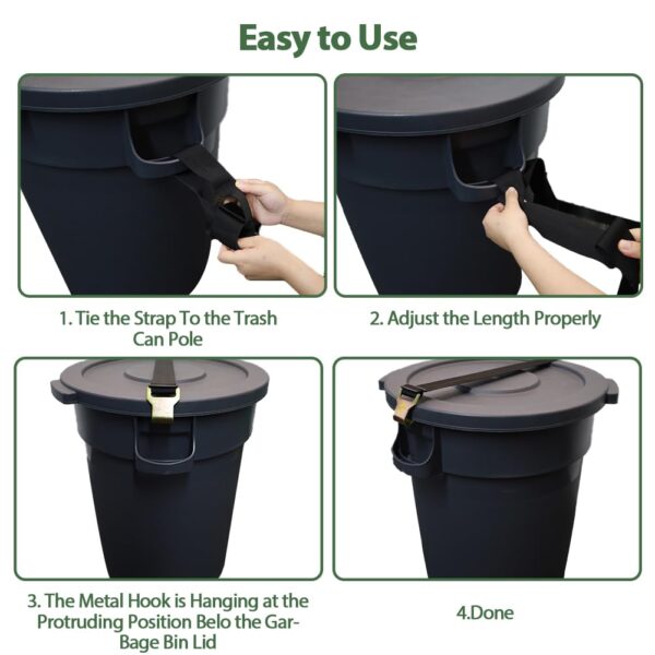 Trash Can Lid Locks, Bear-Resistant Trash Can Strap for Raccoons and Wind - Image 3