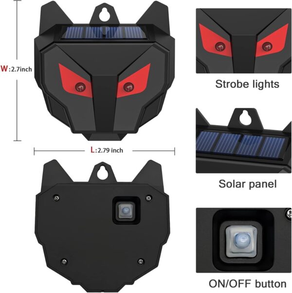 4 Pack Solar Animal Repeller with Red Lights for Night Predators - Image 2
