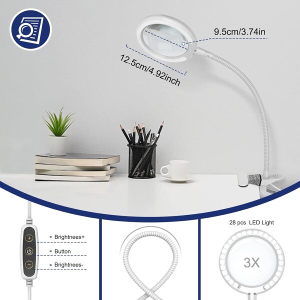 3X Desk Magnifying Glass with Light & Stand - Image 3