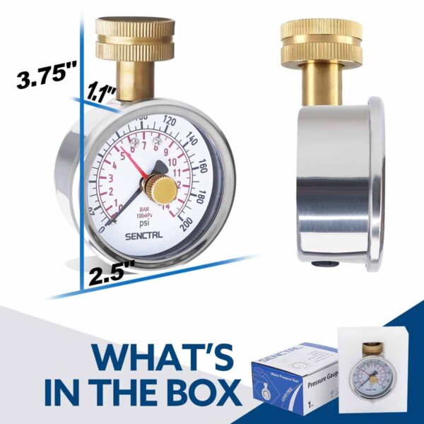 0-200 PSI Water Pressure Gauge with Lazy Hand for Home Water, 2.5 in Dial, 3/4 GHT - Image 7