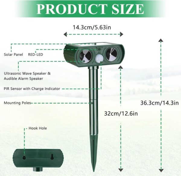 Solar Ultrasonic Animal Repellent 4 Pack for Yards - Image 2