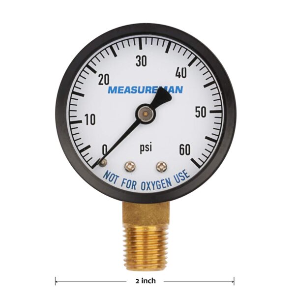 MEASUREMAN 2-inch Pool Filter Pressure Gauge, 0 to 60 psi, 1/4 inch NPT Lower Mount, Two Pack - Image 7