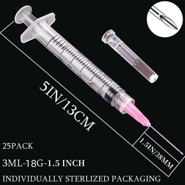 100‑Pack 3 ml Luer‑Lock Syringes (18 Gauge, Individually Sealed) - Image 3