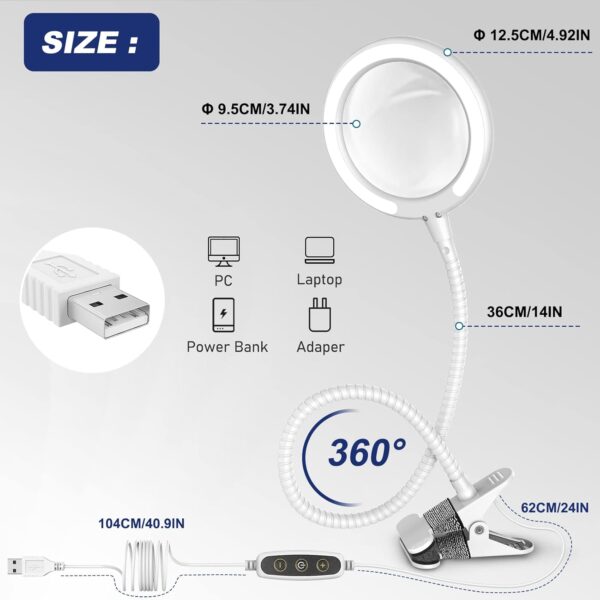 3X Desk Magnifying Glass with Light & Stand - Image 5