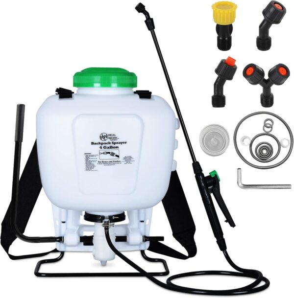 REALWORK 4 Gallon Backpack Sprayer, Translucent Tank for Pests, Weeds, and Garden Care - Image 2