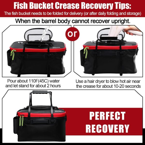 4 Gallon EVA Live Bait Bucket with Quiet Aerator, Foldable and Portable Two-Piece Set - Image 4