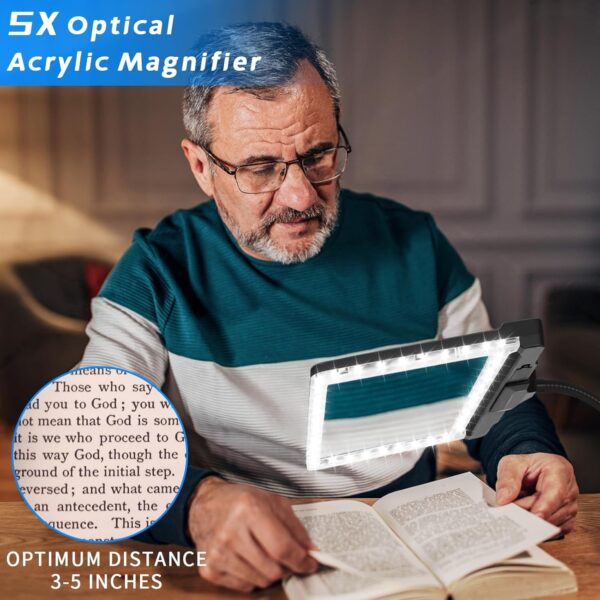 5X Large Magnifying Glass with 42 LED Light & Stand - Image 2