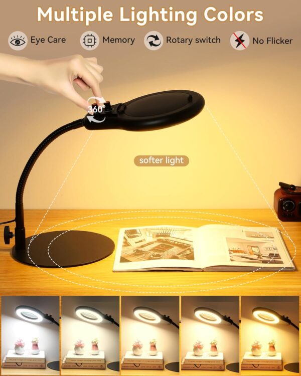 10X LED Magnifying Glass with Stand & Adjustable Gooseneck - Image 4