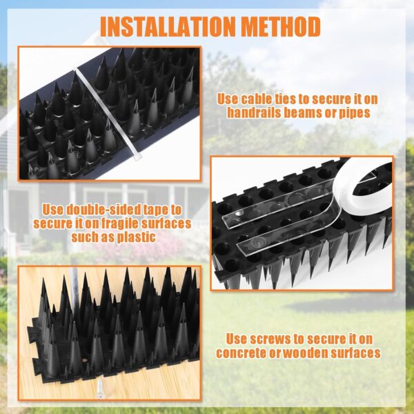 Ultra-Wide 9.8‑Ft 10‑Pack Plastic Bird Spikes for Fence, Railing & Roof - Image 3