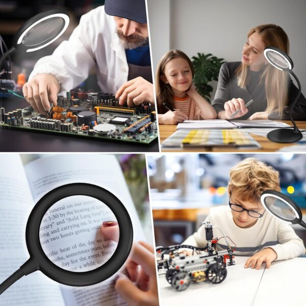 Delixike 5X Magnifying Glass with Light & Stand - Image 7