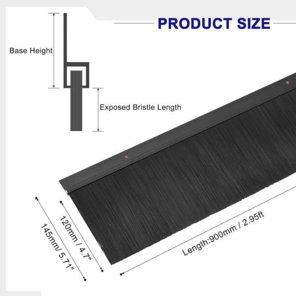 Uxcell 35‑in Aluminum Base Brush Door Sweep with 4.7″ PP Bristles - Image 2