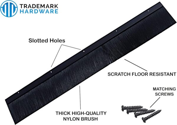 TMH 2″ Black Aluminum Brush Door Sweep, Draft Blocker & Weather Strip Seal - Image 6