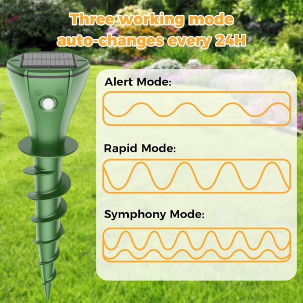 Waterproof Solar Mole & Gopher Repellent for Rat, Squirrel, Skunk, Mole - Image 3