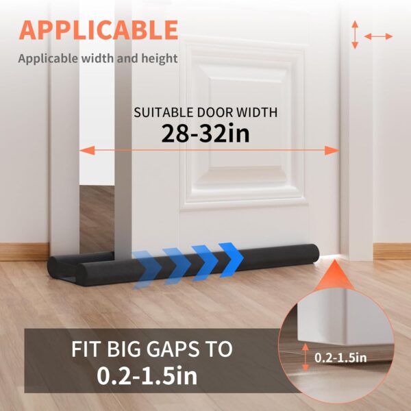 Upgraded 28–32in Black Door Draft Stopper for Big Gaps - Image 3