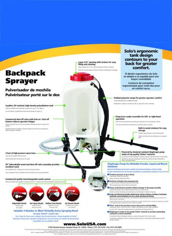 SOLO 475-B 4-Gallon Bleach-Resistant Diaphragm Backpack Sprayer - Image 5