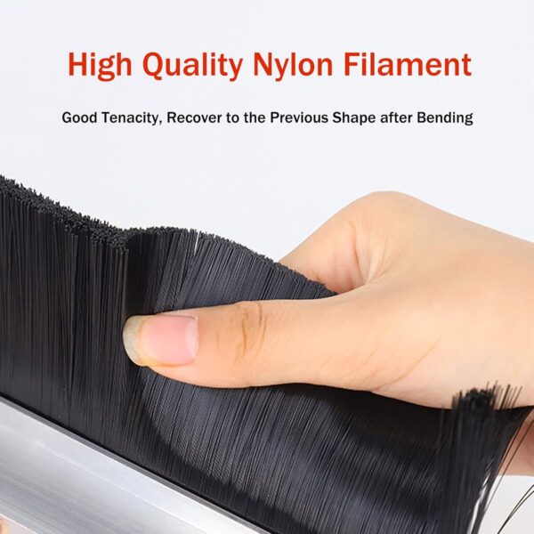 Door Sweep H‑Shape Aluminum Base with 3.94 in Nylon Brush Seal - Image 4