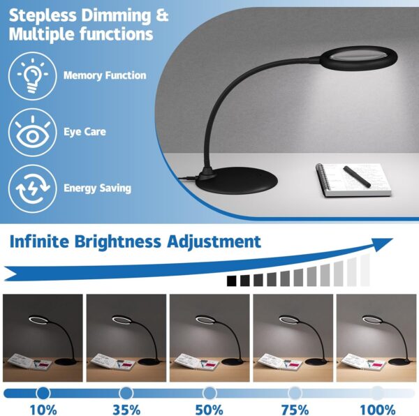 Delixike 5X Magnifying Glass with Light & Stand - Image 3