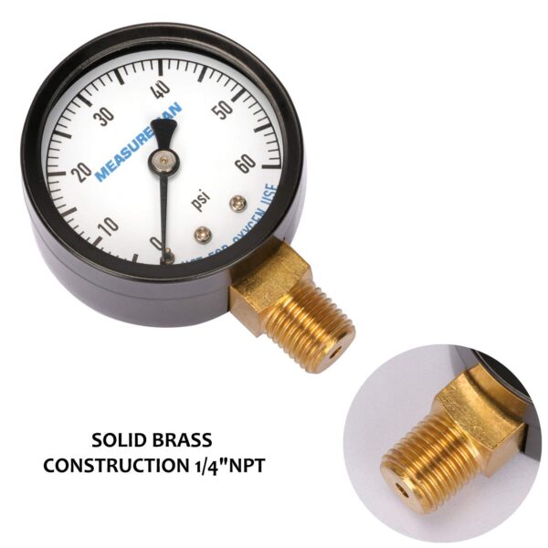 MEASUREMAN 2-inch Pool Filter Pressure Gauge, 0 to 60 psi, 1/4 inch NPT Lower Mount, Two Pack - Image 6