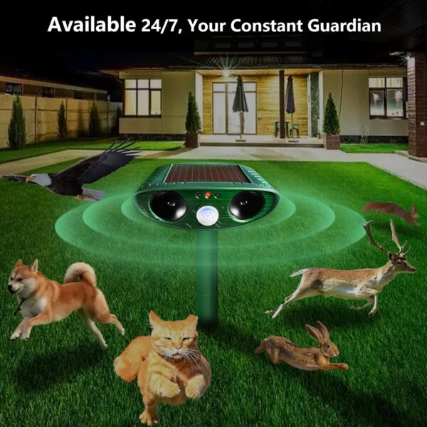 2-Pack Solar Ultrasonic Outdoor Animal Repeller for Yard - Image 5