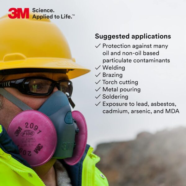 3M P100 Respirator Filter 2091 for Lead, Asbestos, Arsenic & More - Image 6
