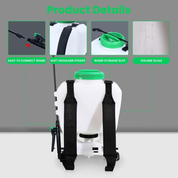 REALWORK 4 Gallon Backpack Sprayer, Translucent Tank for Pests, Weeds, and Garden Care - Image 6