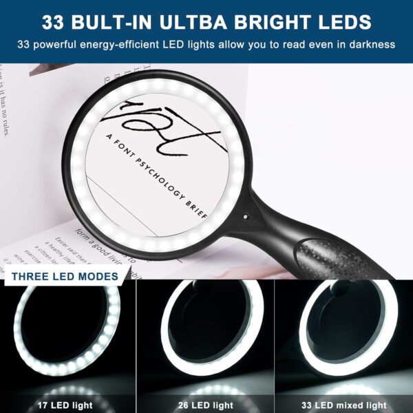 Gayrrnel 30X 33‑LED USB Rechargeable Magnifying Glass with Light - Image 3