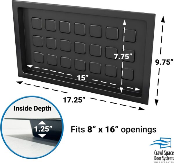 Recessed Crawl Space Vent Cover 8x16 Black: Seal Out Moisture, Pests, and Drafts - Image 2