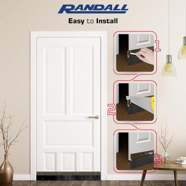 Brush Sweep Door Sweep, 3 ft Aluminum Brown Trim with 1½″ Brush - Image 4