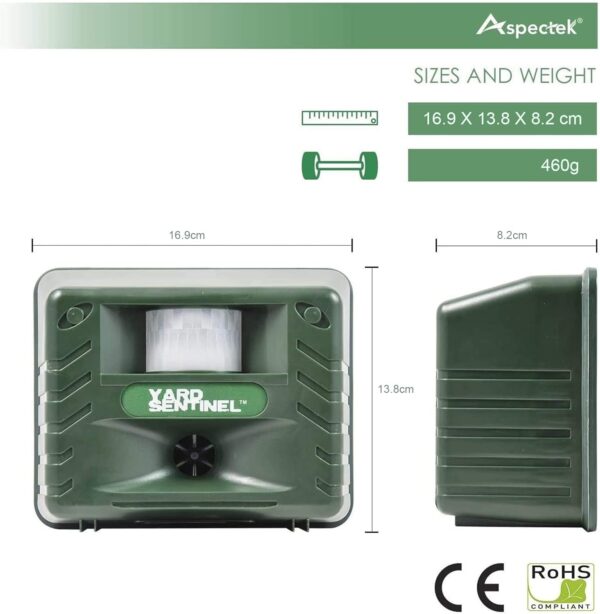 ASPECTEK Yard Sentinel Ultrasonic Animal Repeller with Motion Sensor - Image 5