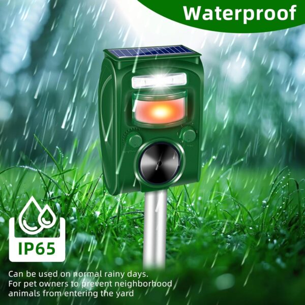 2-Pack 2025 Solar Ultrasonic Animal Repellent with Motion Detection and Deterrent Light for Yard - Image 4