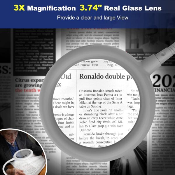 3X Desk Magnifying Glass with Light & Stand - Image 2