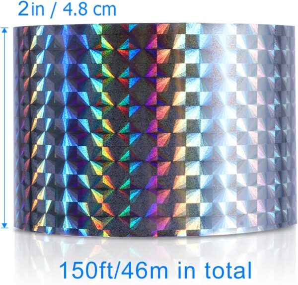 XPCARE Bird Scare Tape Ribbon, 150 ft x 2 in Reflective PET Tape for Humane Bird Control - Image 8