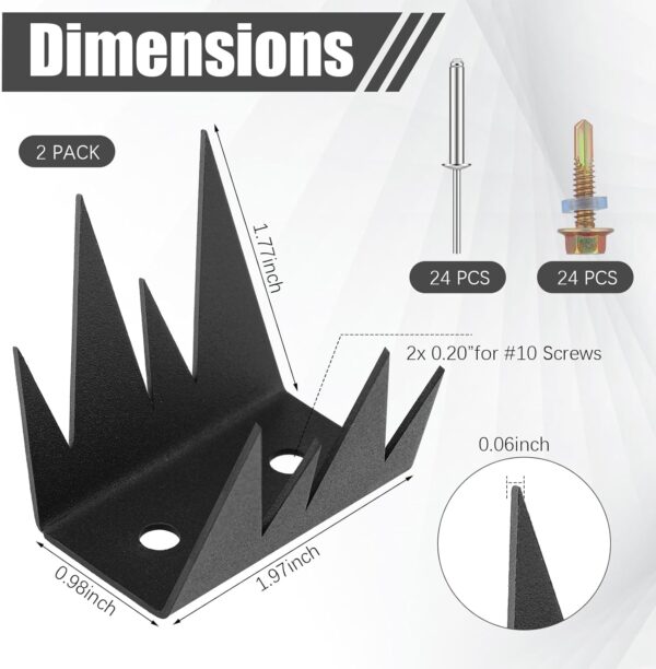 12‑Piece Mountain‑Style Anti‑Climb Metal Fence Spikes with Screws - Image 2