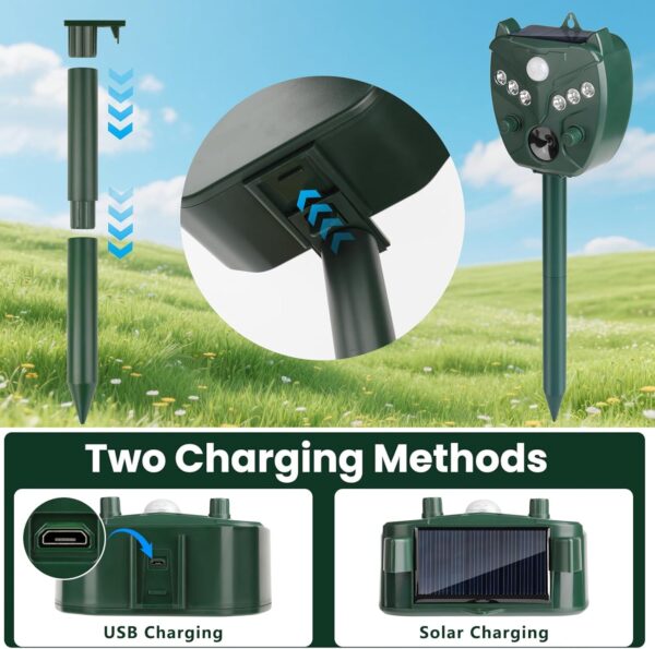 Solar Ultrasonic Animal Repellent 2-Pack, Motion Sensor Cat and Deer Deterrent - Image 6
