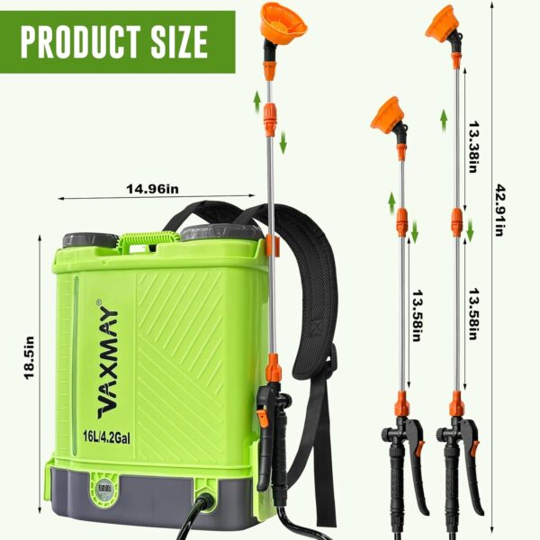 VAXMAY 4 Gallon Battery Backpack Sprayer, 100 PSI, Makita 18V Compatible - Image 7