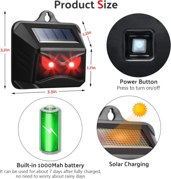 4 Pack Solar Predator Lights, Nocturnal Animal Repeller for Coops and Gardens - Image 2