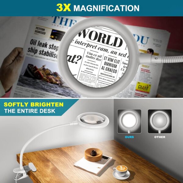 3X Desk Magnifying Glass with Light & Stand - Image 8