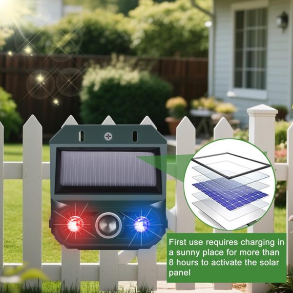 4 Pack Solar Ultrasonic Nocturnal Animal Repeller with Red and Blue Predator Lights - Image 2