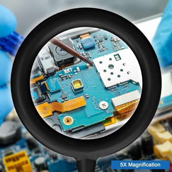 Delixike 5X Magnifying Glass with Light & Stand - Image 5