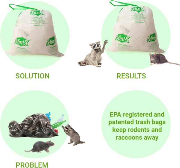 Mint-X 13-Gallon Rodent-Repellent Kitchen Trash Bags, Mint-Flex, 120-Count - Image 3