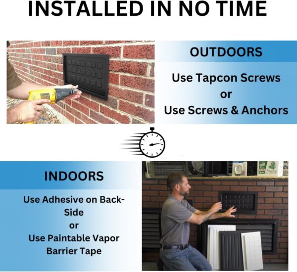 Recessed Crawl Space Vent Cover 8x16 Black: Seal Out Moisture, Pests, and Drafts - Image 3