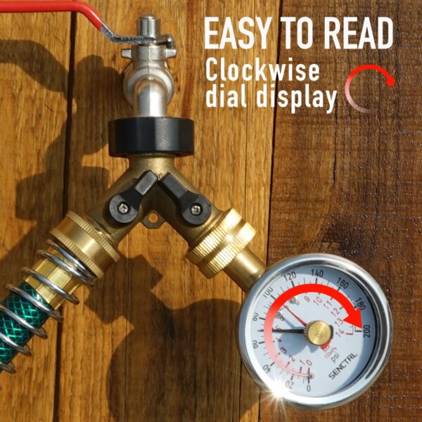 0-200 PSI Water Pressure Gauge with Lazy Hand for Home Water, 2.5 in Dial, 3/4 GHT - Image 6