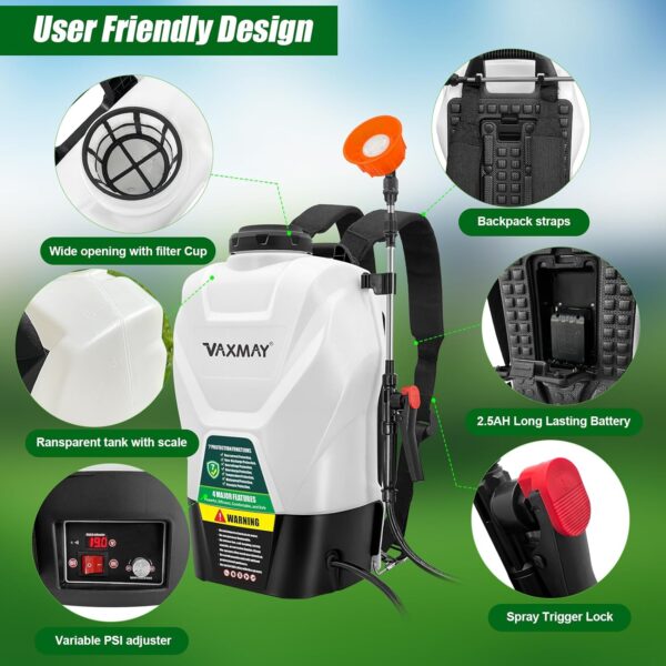VaxMay 4 Gallon Battery Backpack Sprayer, Makita 18V Compatible - Image 7