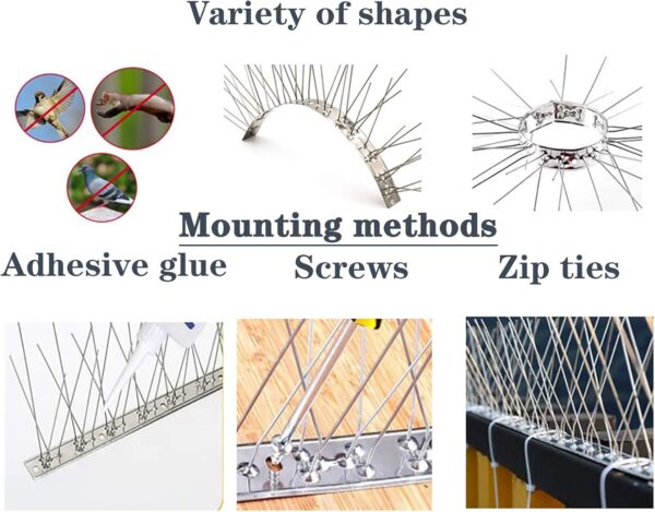 304 Stainless Steel Bird Spikes, 11 ft Pigeon & Small Bird Deterrent, 10 Pack - Image 5