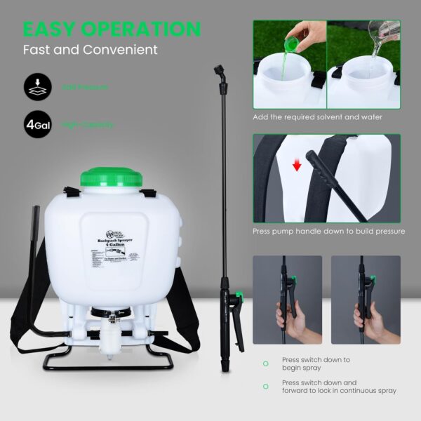 REALWORK 4 Gallon Backpack Sprayer, Translucent Tank for Pests, Weeds, and Garden Care - Image 4