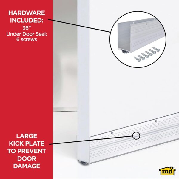 M‑D 36″ Aluminum U‑Shape Screw‑On Under–Door Seal with Kick Plate - Image 4